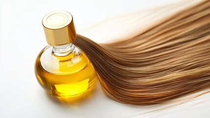 Hair Oil Treatment for Hair Care and Hydration - Isolated on White Background