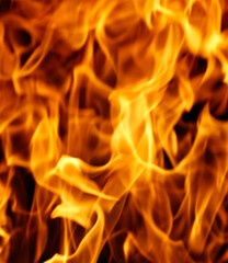 The image is of a fire with orange flames