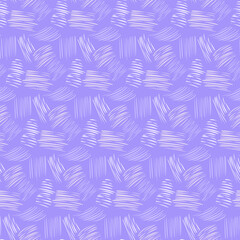 Seamless vector pattern with abstract hand drawn scribble strokes in white on violet background. Modern textured design for fabric, wallpaper, wrapping, and decor