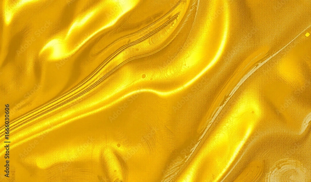 Poster close-up of a vibrant golden fluid, showcasing mesmerizing swirls and luminous reflections, creating