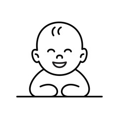 Smiling baby line icon editable stroke, space for tagline, perfect logo for baby care products.