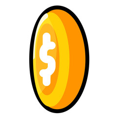 cartoon style golden coin left side 3