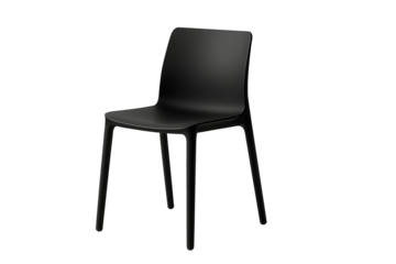 Black modern dining chair isolated on transparent background