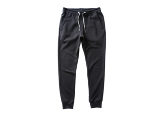 Slim black joggers isolated on white background