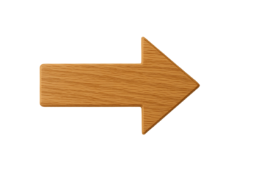 Wooden arrow pointing right isolated on transparent background