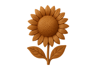 Wooden sunflower isolated on transparent background