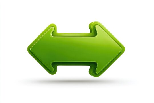 Two-way green arrow, 3D glossy effect, isolated