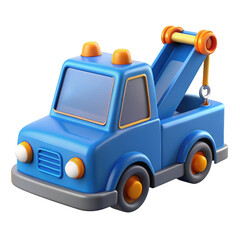 Naklejka premium Blue toy tow truck with hook and lights isolated on transparent background