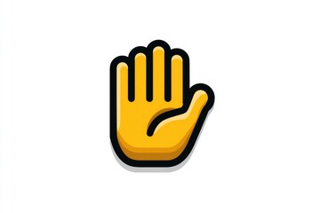 Obraz premium Simple yellow hand icon, flat design, black outline