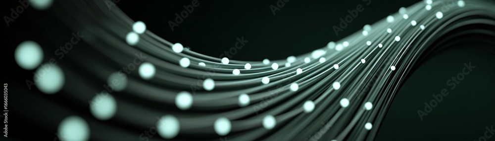 Poster abstract 3d render of luminous neural pathways, data flow concept, space for text