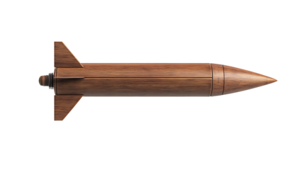 Wooden rocket model isolated on transparent background