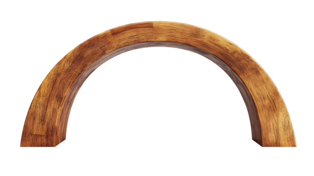 Wooden u-shape arch isolated on transparent background