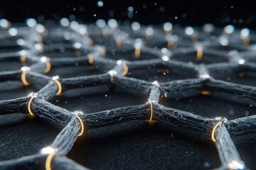 Microscopic view of hexagonal lattice structure