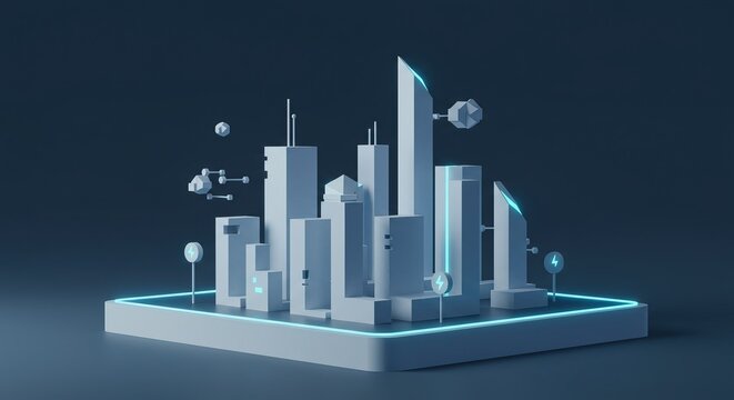 Futuristic cityscape concept showcasing smart city infrastructure and clean energy solutions