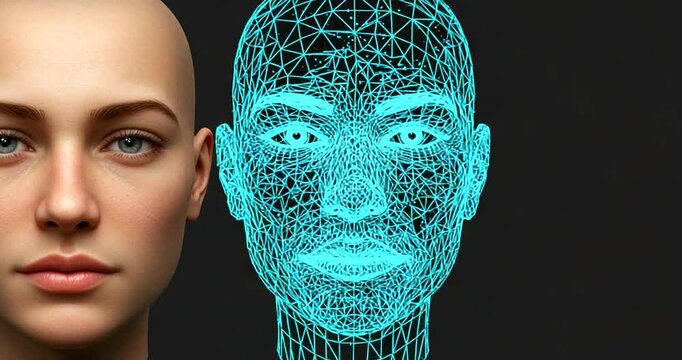 Digital representation of human faces with wireframe design