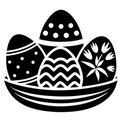Easter eggs vector clean black silhouette design white background