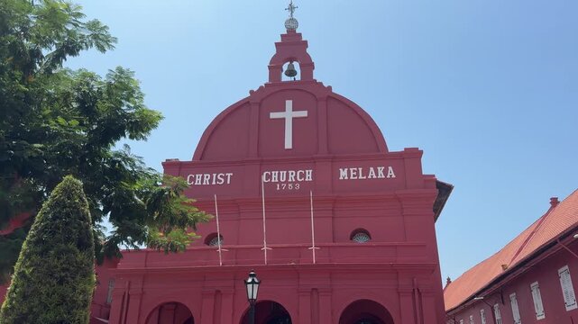 Christ church on Dutch (Red) Square in Malacca, Malaysia.