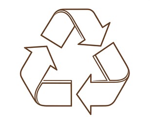 Simple recycle symbol in brown outline