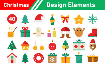 Fototapeta premium Collection of Christmas Design Elements and Festive Icons for Holiday Season
