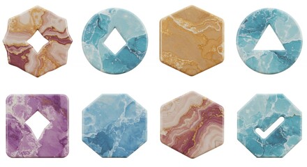 Naklejka premium Abstract marbled geometric shapes