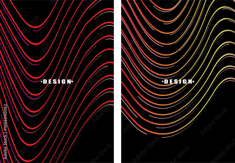 Aufkleber a set of dark themed abstract vector backgrounds featuring a dynamic flowing wave pattern consisting