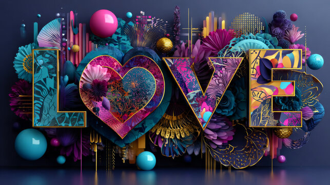 Set of modern Valentine's Day posters. Concept vector cards with typography design, abstract patterns, colorful hearts for Valentine's Day party, banner, ads, cover, branding, social media.