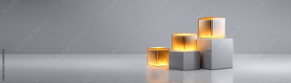 Aufkleber abstract visualization of data mining process represented by glowing cubes, clean minimal backdrop, 