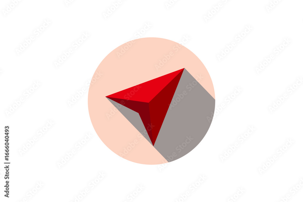 Poster navigator icon vector design red color isolated in white background