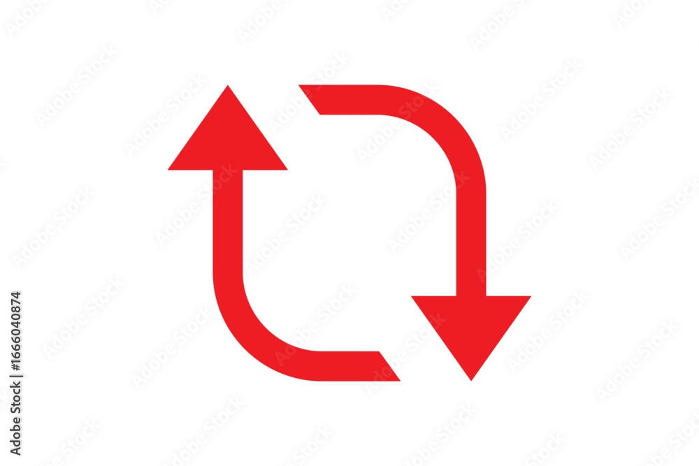 Poster reverse arrow icon vector design red color isolated in white background