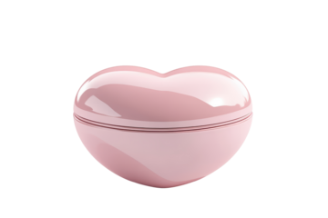 Pink heart shaped jewelry box isolated on transparent background. Pink heart shaped container with a smooth finish showcasing isolated on white background, 3d rendering.