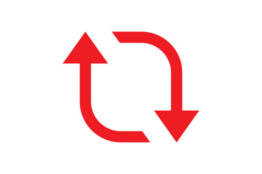 reverse arrow icon vector design red color isolated in white background