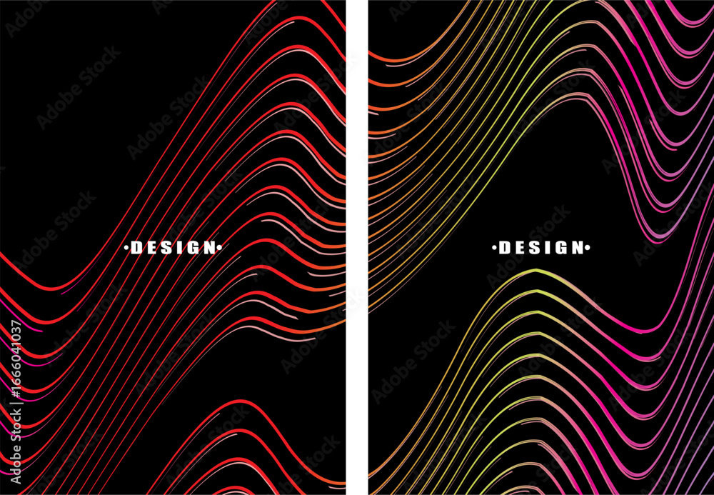 Aufkleber a set of dark themed abstract vector backgrounds featuring a dynamic flowing wave pattern consisting
