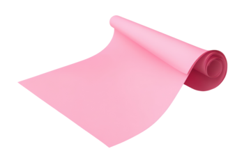 Rolled pink resistance band for fitness and exercise isolated on transparent background. Pink sticky note with a folded corner featuring a vibrant and smooth surface isolated on white background.