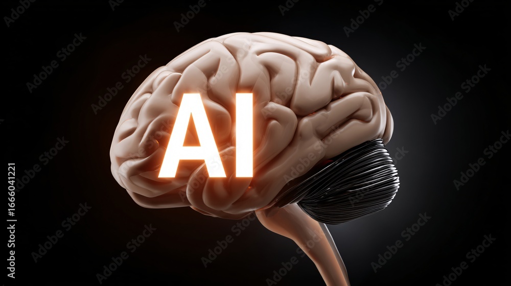 Poster ai machine learning concept with glowing holographic algorithm charts on gradient background, copysp