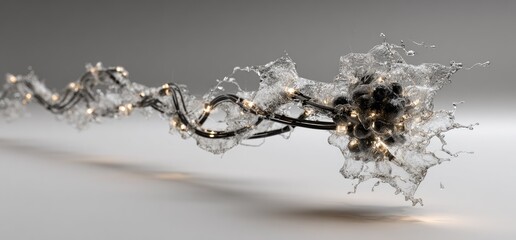 Illuminated cord encased in fluid, dynamic motion