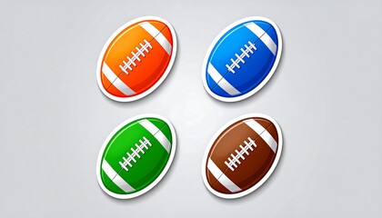 Four Colorful Cartoon American Football Stickers