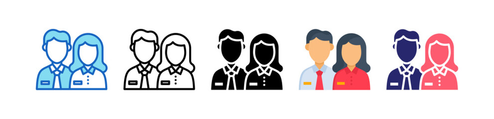 Staff Multiple Style Icon Set Collection. 