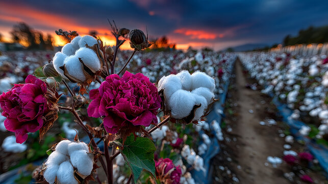 cotton harvesting-cotton equipment and machine, cotton harvesting machine on cotton cultivation, farm, and textile industry