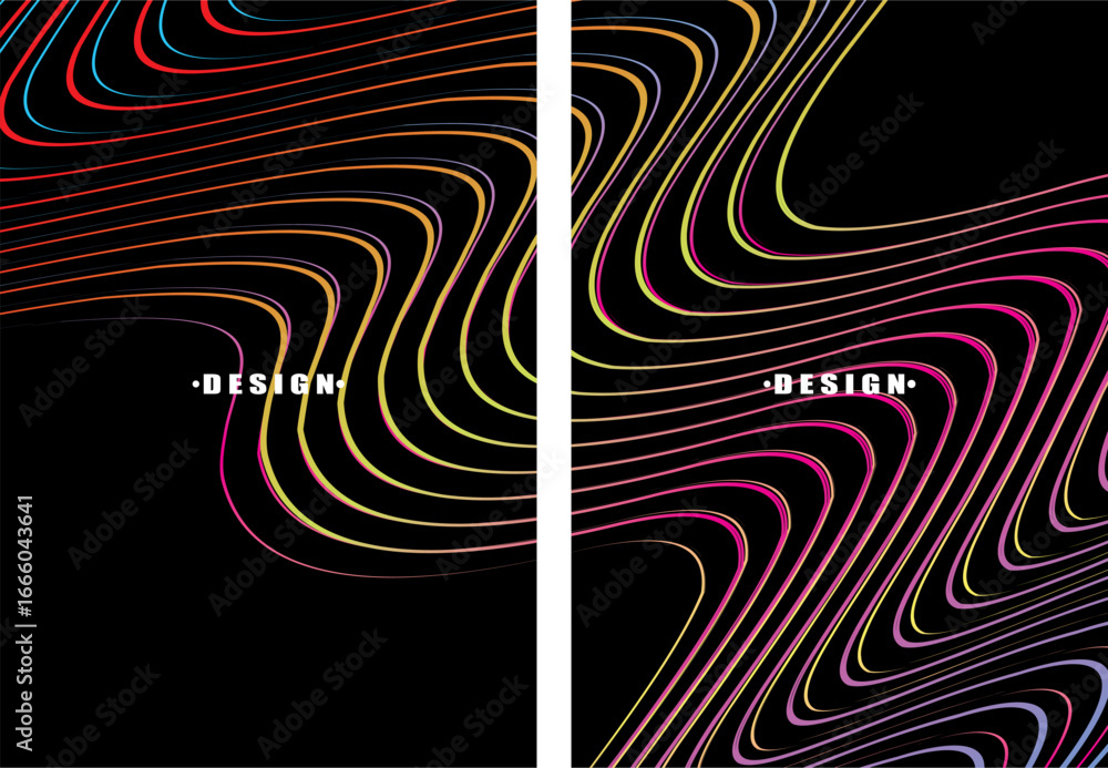 Aufkleber a set of dark themed abstract vector backgrounds featuring a dynamic flowing wave pattern consisting