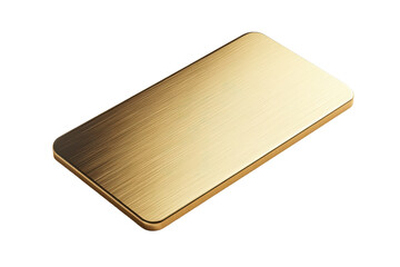 Shiny gold bar isolated on transparent background. Rectangular gold metal plate with a smooth polished surface and rounded edges isolated on white background.