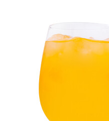 Refreshing orange beverage served in a rounded glass with ice