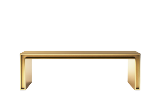 Modern golden console table isolated on transparent background. Rectangular minimalist gold frame with a sleek design isolated on white background. - Powered by Adobe