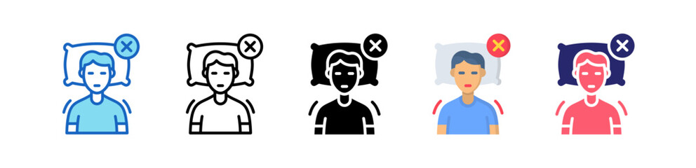 Lying Down Multiple Style Icon Set Collection. 