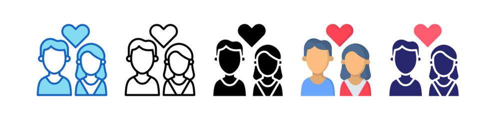 Fototapeta premium Relationship Multiple Style Icon Set Collection. 