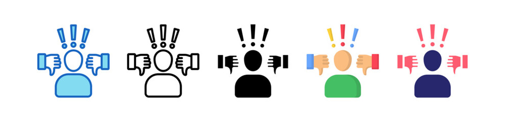 Criticism Multiple Style Icon Set Collection. 