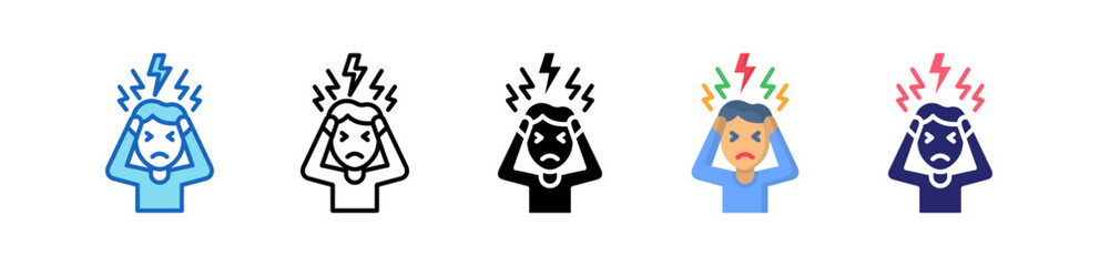 Stress Multiple Style Icon Set Collection. 