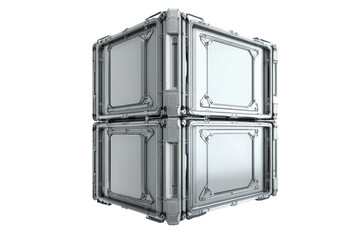 Futuristic metallic storage container cube