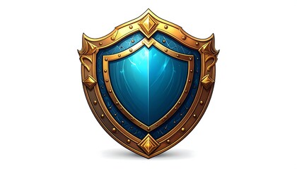 Ornate gold and blue shield with a subtle shadow