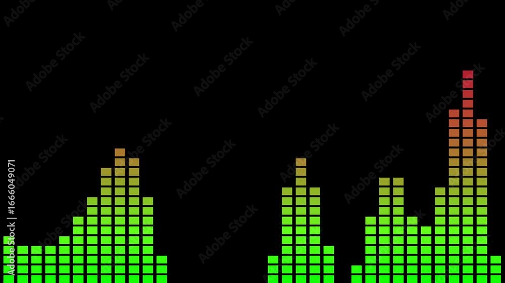 Poster two sets of vertical bars representing an audio equalizer or data visualization on a black backgroun