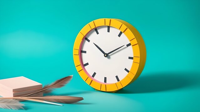 A round black wall clock with white numbers sits next to a stack of books, marking the time - Powered by Adobe